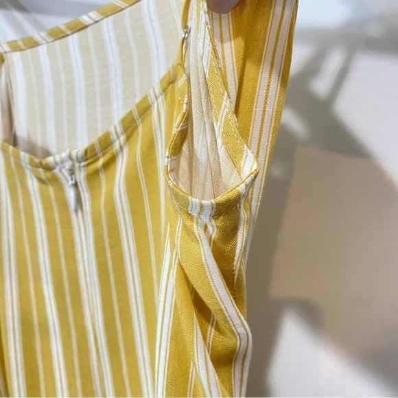 Woven Golden Yellow and Cream Striped Mini Wrap Dress Size M NWT - Picture 10 of 17